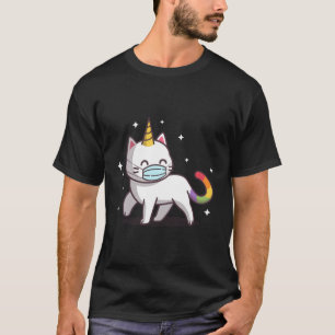 Camiseta Cat Unicorn Rainbow Face Máscara Engraçado Gato Me