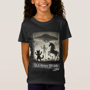 Camiseta Cat & Unicorn UFO Selfie: Nave de Alienígena (cria