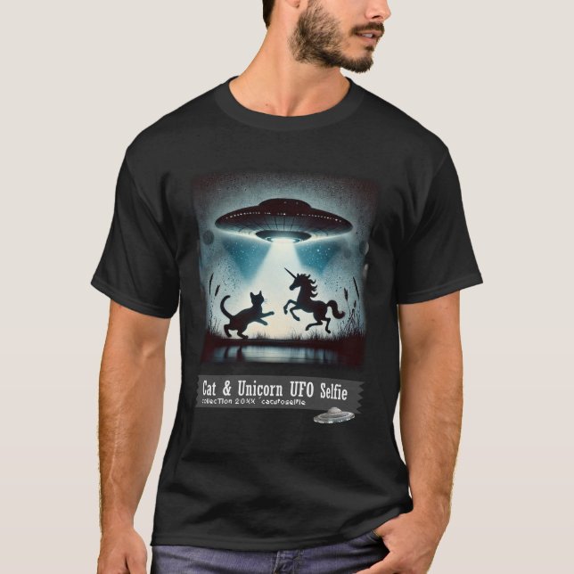 Camiseta Cat & Unicorn UFO Selfie: Nave de Alienígena (home (Frente)