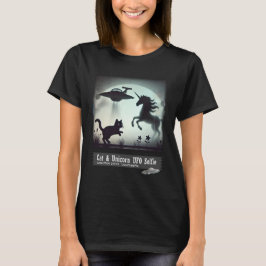 Camiseta Cat & Unicorn UFO Selfie: Nave de Alienígena (mulh
