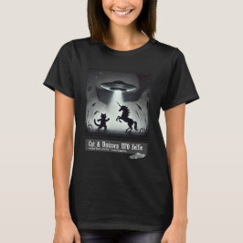 Camiseta Cat & Unicorn UFO Selfie: Nave de Alienígena (mulh