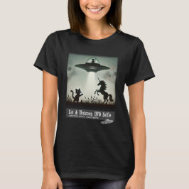 Camiseta Cat & Unicorn UFO Selfie: Nave de Alienígena (mulh