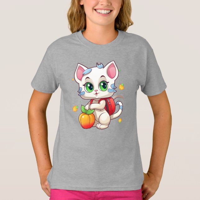 Camiseta Cat Vai Para A Escola 85241 (Frente)