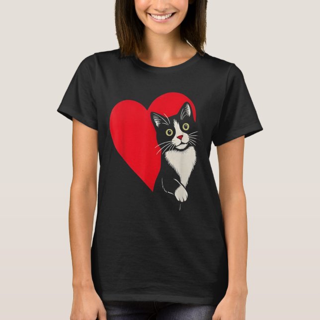 Camiseta Cat Valentine Heart for Kitten and Animal Lovers (Frente)