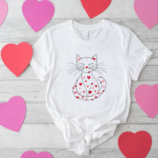 Camiseta Cat Valentine Heart Retro Funny Cute Kitten Lovers