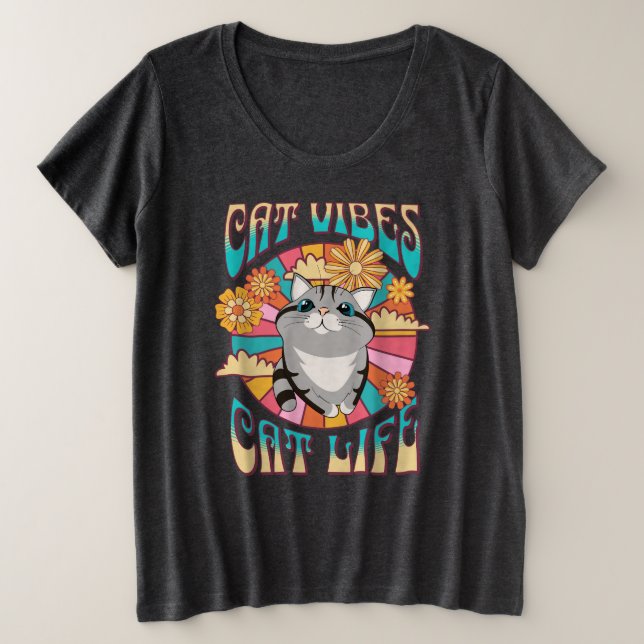 Camiseta Cat Vibes Cat Life (Frente do Design)