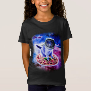 Camiseta Cat Voando Um Astronauta De Pizza Engraçado Espaço