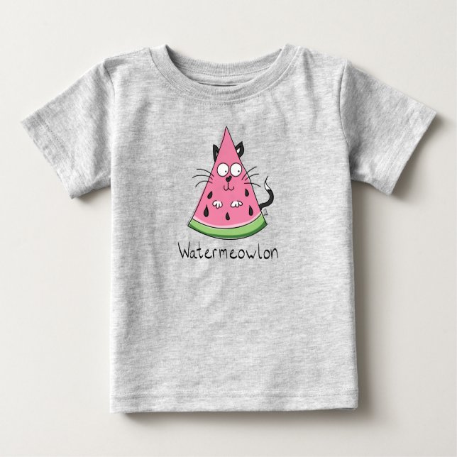 Camiseta Cat Watermelon Engraçado Cartoon (Frente)
