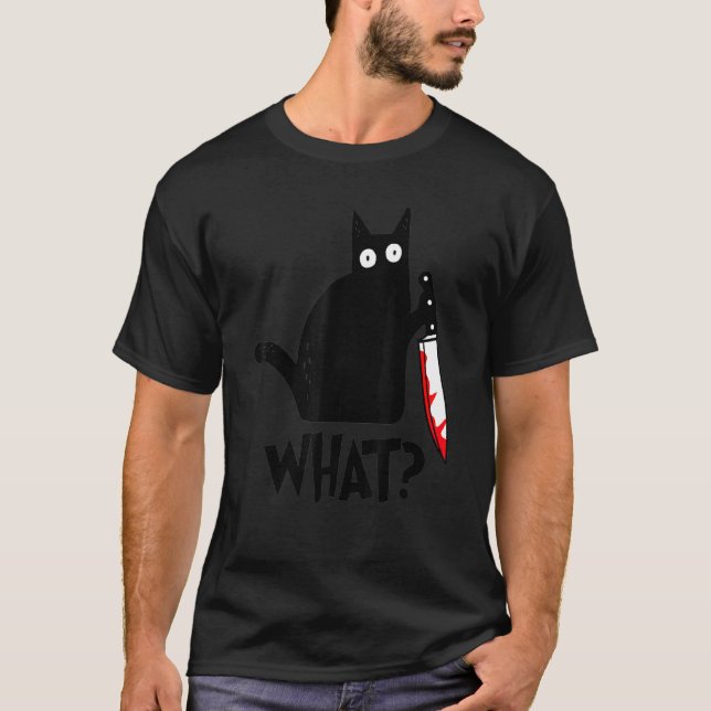 Camiseta Cat What Black Ca (Frente)