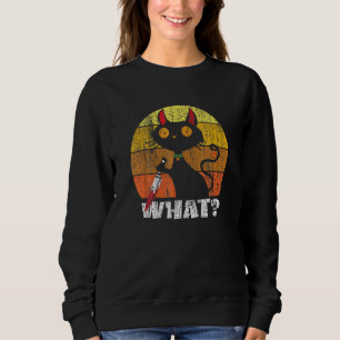 Camiseta Cat What Mee Cat Black Cat Com Faca