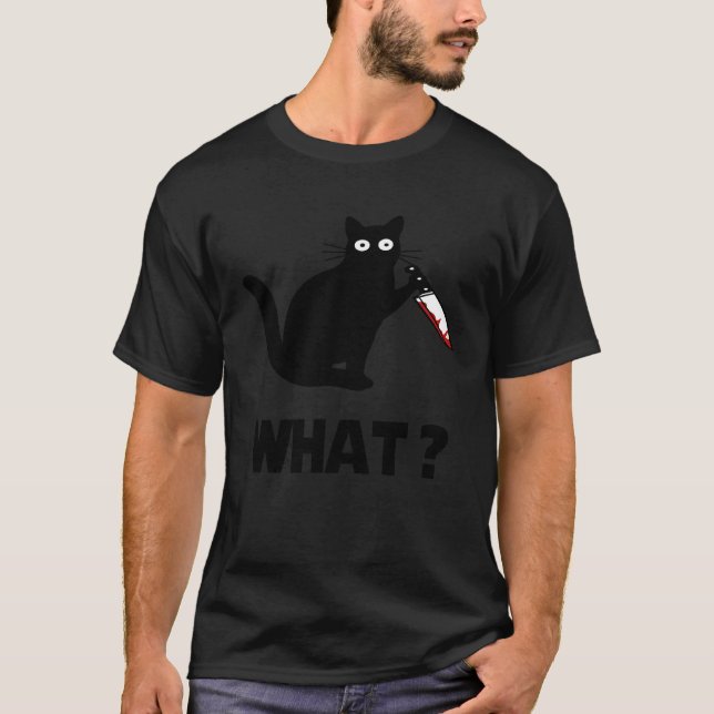Camiseta Cat What Murderous Black Cat With Knife (Frente)
