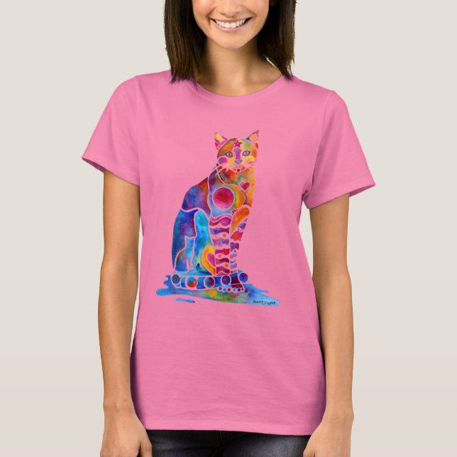 Camiseta Cat Whimsical Art (Frente)