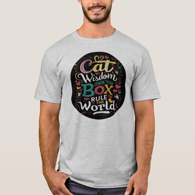 Camiseta Cat Wisdom é dono da regra da caixa O mundo (Frente)