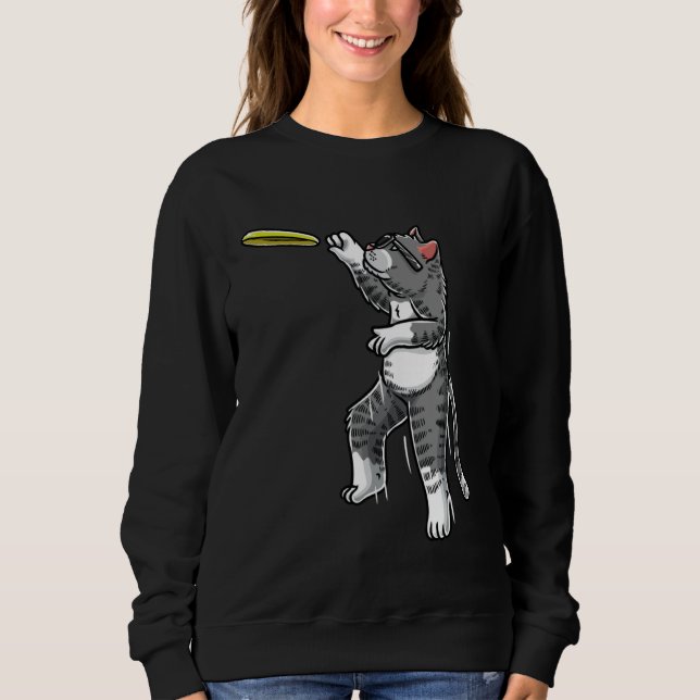 Camiseta Cat With Flying Frisbee Disc Golf Frisbee Player T (Frente)