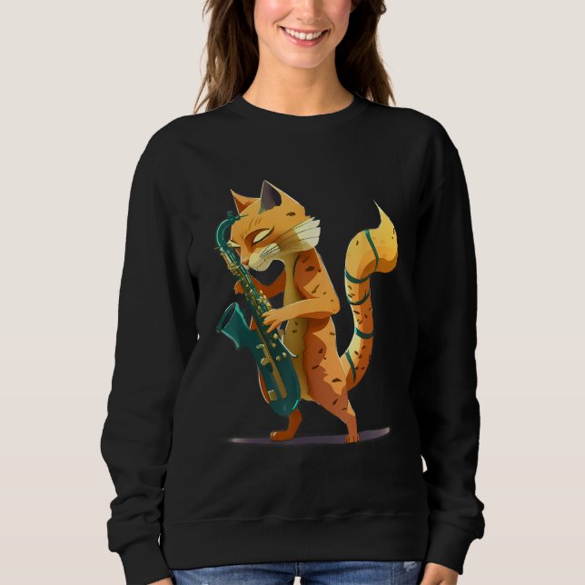 Camiseta Cat with saxophone (Frente)