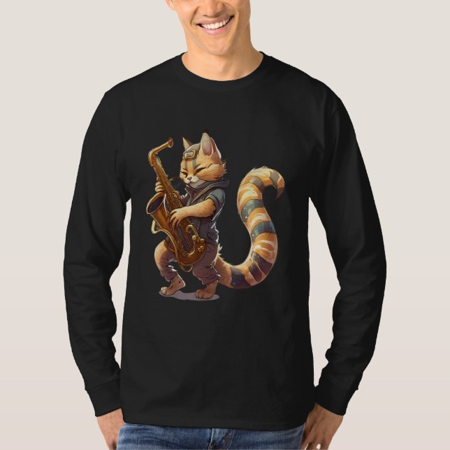 Camiseta Cat with saxophone 1 (Frente)