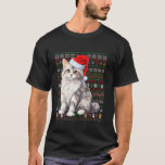 Camiseta Cat Xmas Ugly Sweater Style Santa Hat Cat Christma<br><div class="desc">Gato Xmas Feio Estilo de Suéter Santa Hat Natal</div>