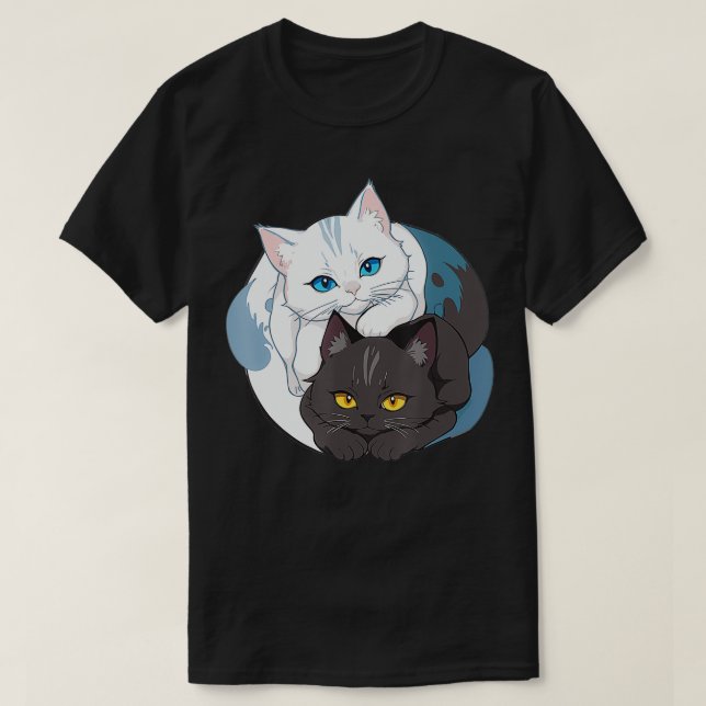 Camiseta Cat Yin Yang (Frente do Design)