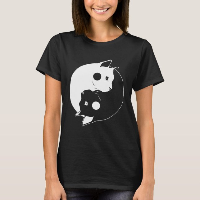 Camiseta Cat Yin Yang Opposite Forces Arts Feline (Frente)