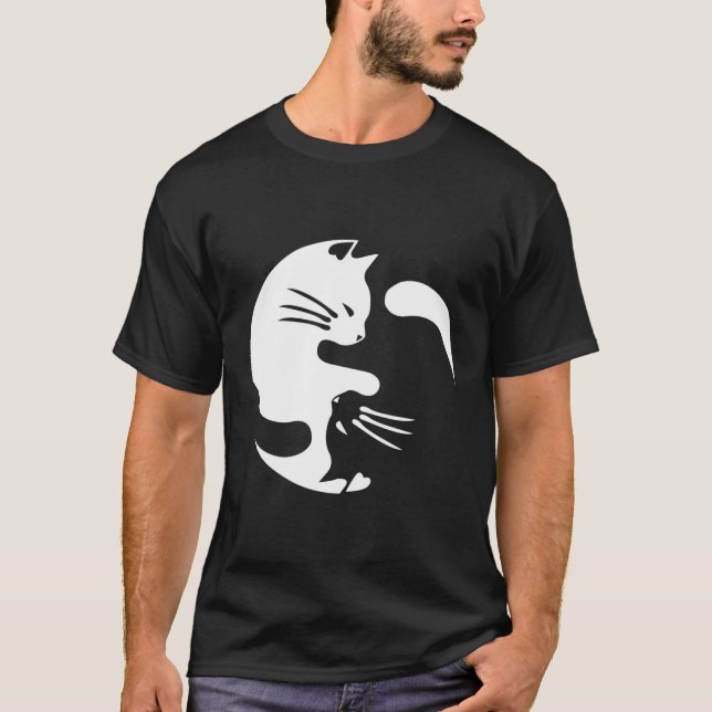 Camiseta Cat Yin Yang Peace Loving Interconnect (Frente)