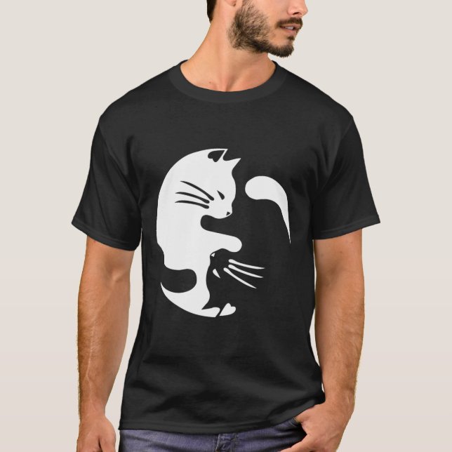Camiseta Cat Yin Yang Peace Loving Interconnected Gift Idea (Frente)