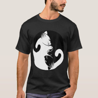 Camiseta Cat Ying Yang Cat amante Mulheres Homens Presente
