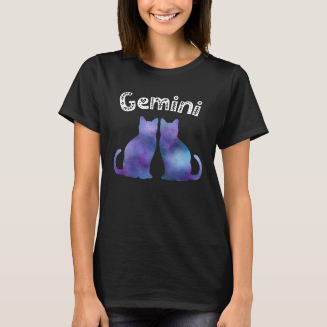 Camiseta Cat Zodiac Gemini Tie Dye Nebula Pattern (Frente)