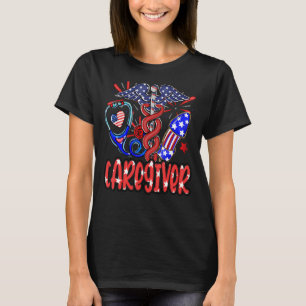 Camiseta Catador Stethoscope Fireworks American Flag 4º
