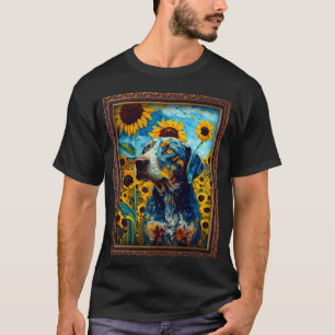 Camiseta Catahoula Leopardo Pintura Flor de Girassol Mãe Wo
