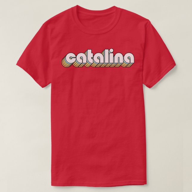 Camiseta Catalina Retro Rainbow Tipografia Estilo Desvaneci (Frente do Design)