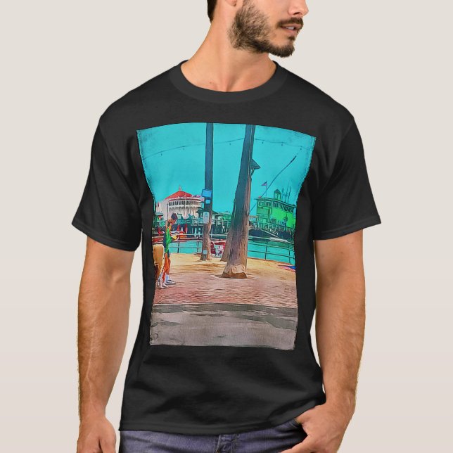 Camiseta Catalunha Ilha Avalon Ca Green Pier e Casino (Frente)