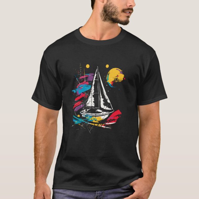 Camiseta Catamarã de Praia Gráfico de Vela (Frente)