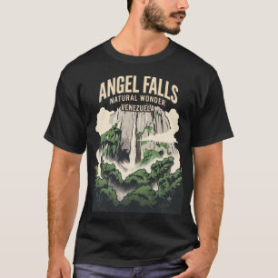 Camiseta Cataratas do Anjo Cartaz de Viagem Antigo da Venez