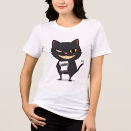 Camiseta Catástrofe - Gato Negro Misquioso com Grin Mau