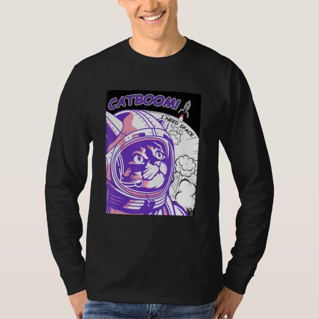 Camiseta CATBOOM Eu Preciso de Espaço Gato Astronauta em Tr (Frente)