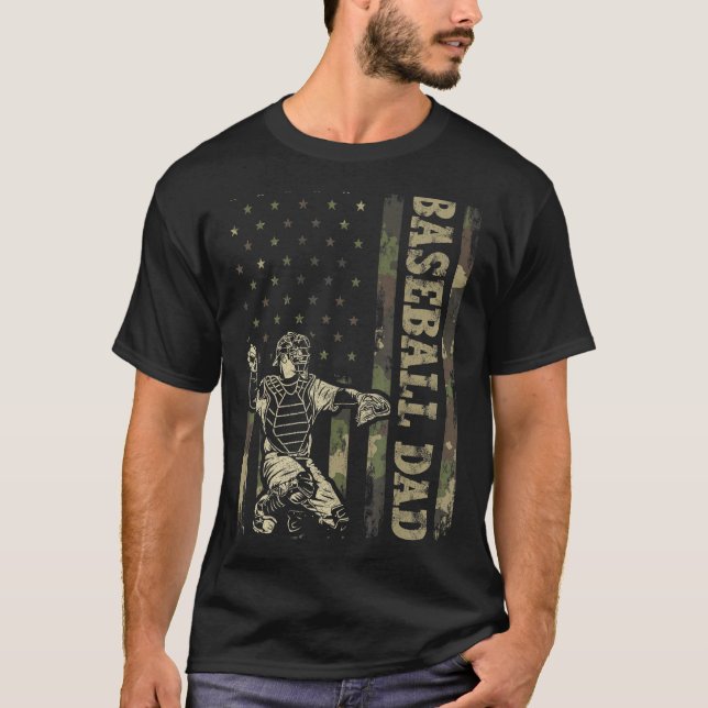 Camiseta Catcher Baseball Men Camo American F Pai Baseball (Frente)