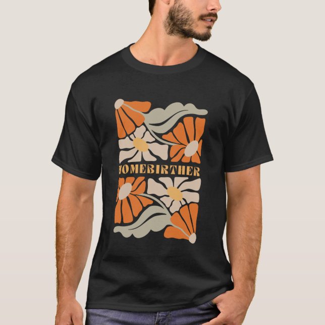 Camiseta Catcher de Bebê Parteira de Parto em Casa Boho Flo (Frente)