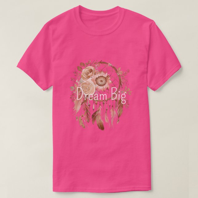 Camiseta Catcher de Sonho Floral Rosa Castanho (Frente do Design)