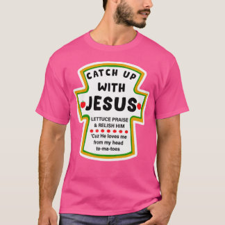 Camiseta Catchup com Jesus Cristo Cristão Engraçado Natal