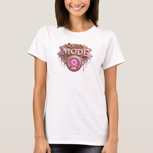 Camiseta Catchy Red QUEEN MODE ON Slogan (Frente)