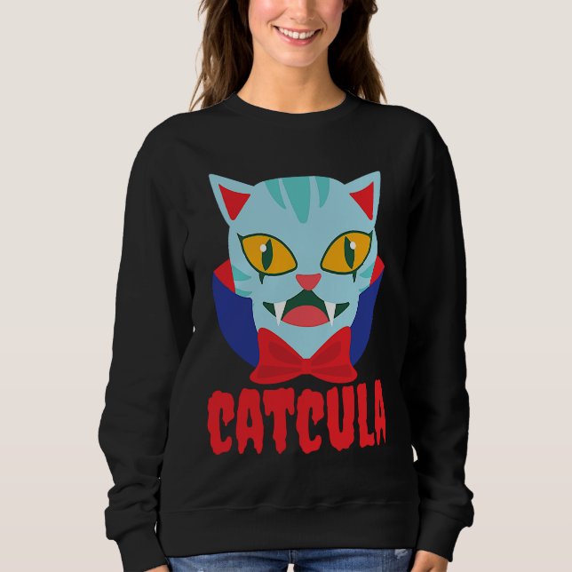 Camiseta Catcula Cat Vampire Dracula Vampirina Halloween Co (Frente)