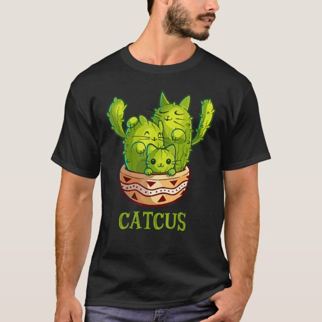 Camiseta Catcus Cute Cat And Cactus Mexican Cactus Cinco De (Frente)