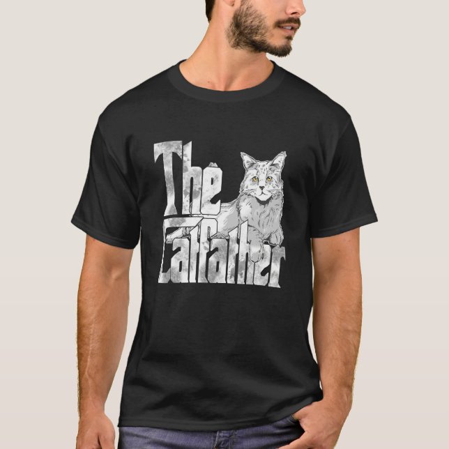 Camiseta Catdad Maine Coon Cat Padre Mafia Whiskers (Frente)