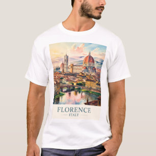 Camiseta Catedral da Cúpula de Florença Aquarela Viagem Itá