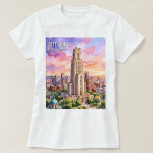 Camiseta Catedral de Aprendizado de Pittsburgh em Aquarela