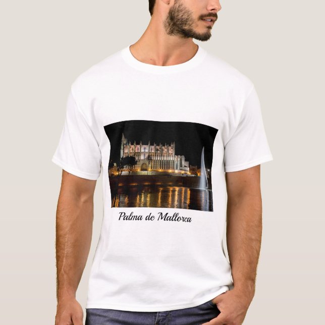 Camiseta Catedral de Palma de Maiorca à noite - Espanha (Frente)