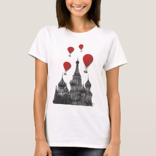 Camiseta Catedral de rua Basil e Balões de Ar Quente Vermel