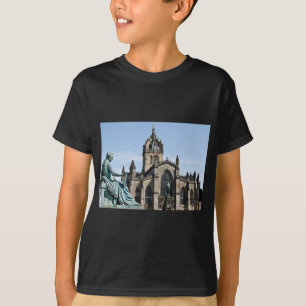 Camiseta Catedral de St Giles e estátua de David Hume
