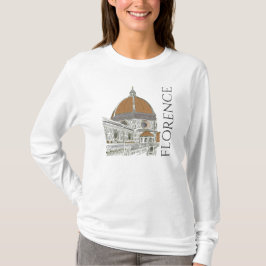 Camiseta Catedral Duomo Florence Itália Caneta e Tinta
