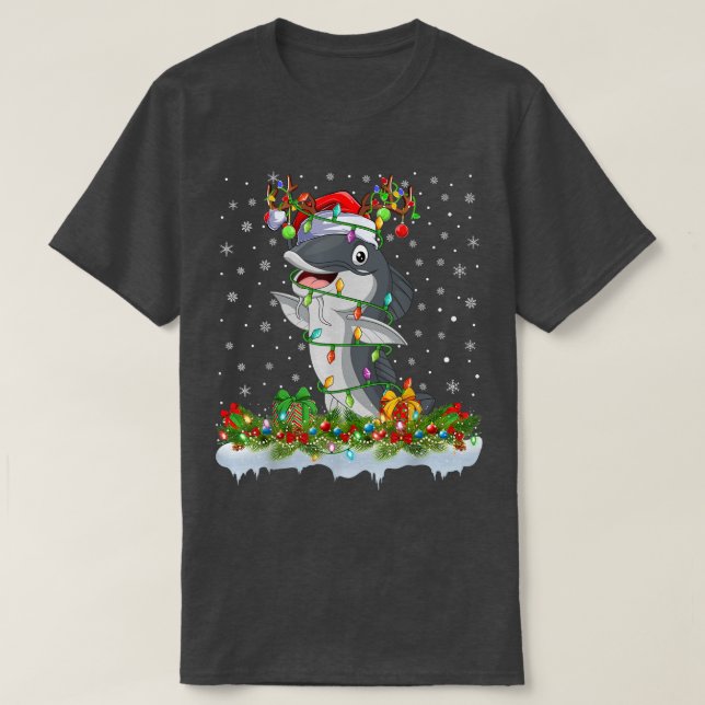 Camiseta Catfish Lover Matching Santa Lighting Catfish Chri (Frente do Design)